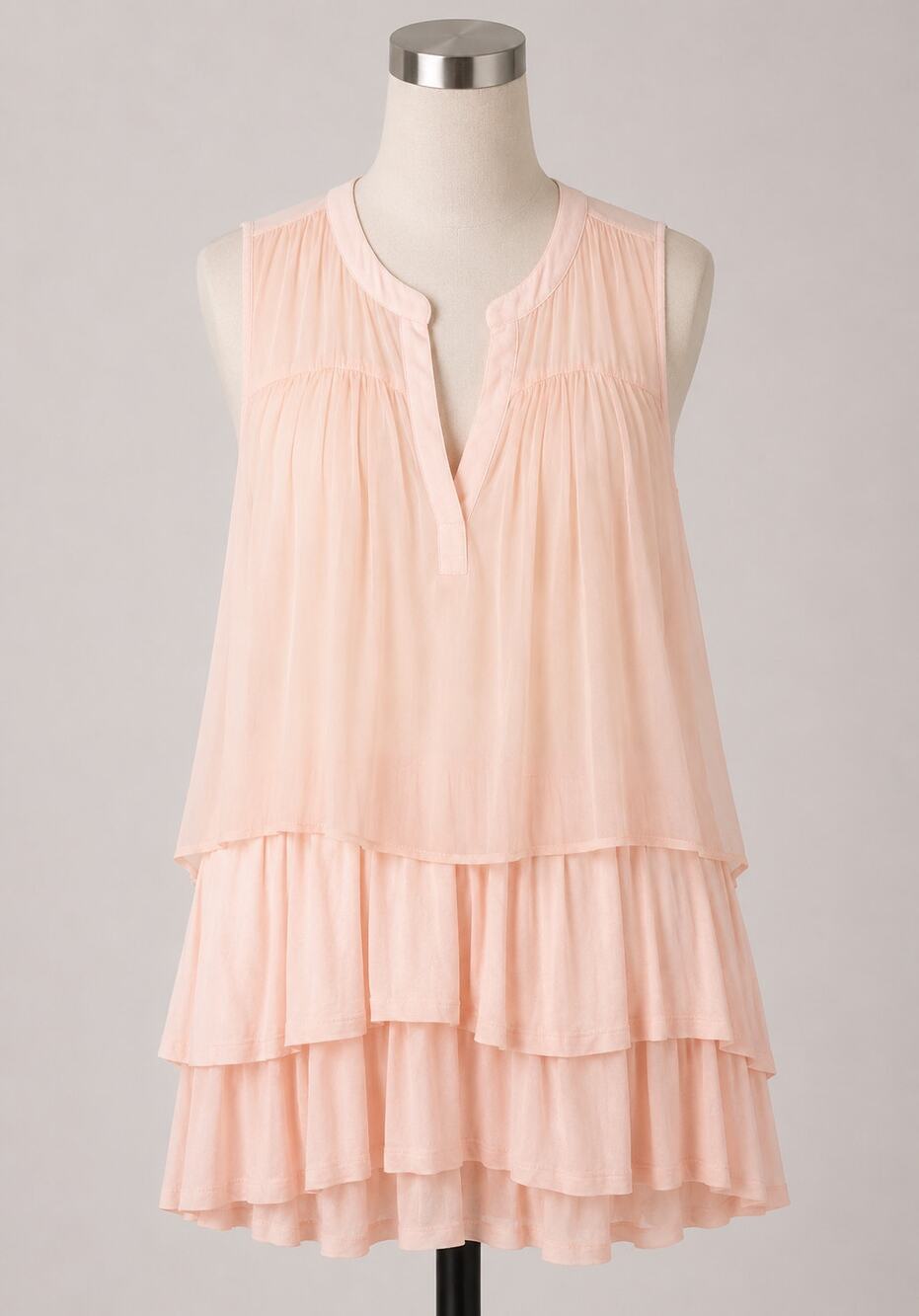 Anthropologie | Pink Tank Top Silk Small Ruffles Draped Ballet Dancer
